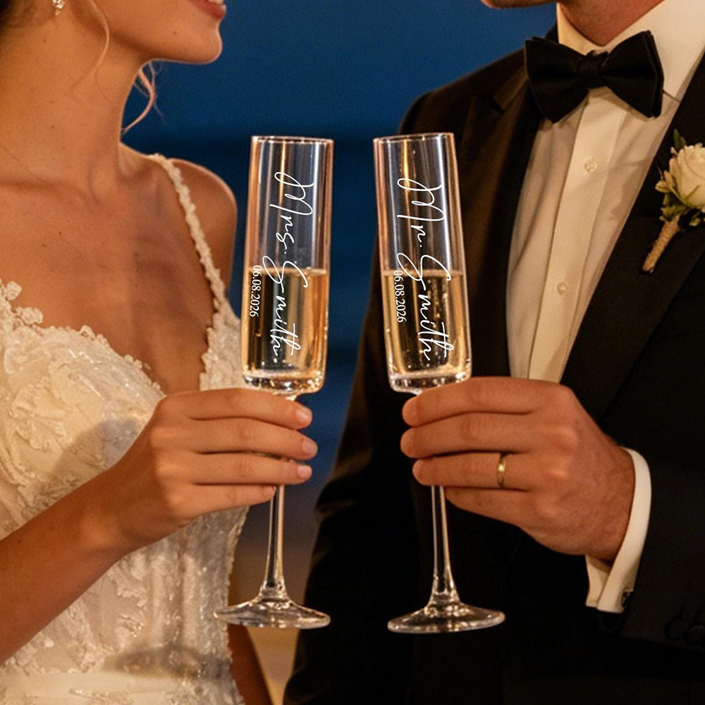 Champagne Flute Pair - Personalizowane kieliszki do szampana na ślub,